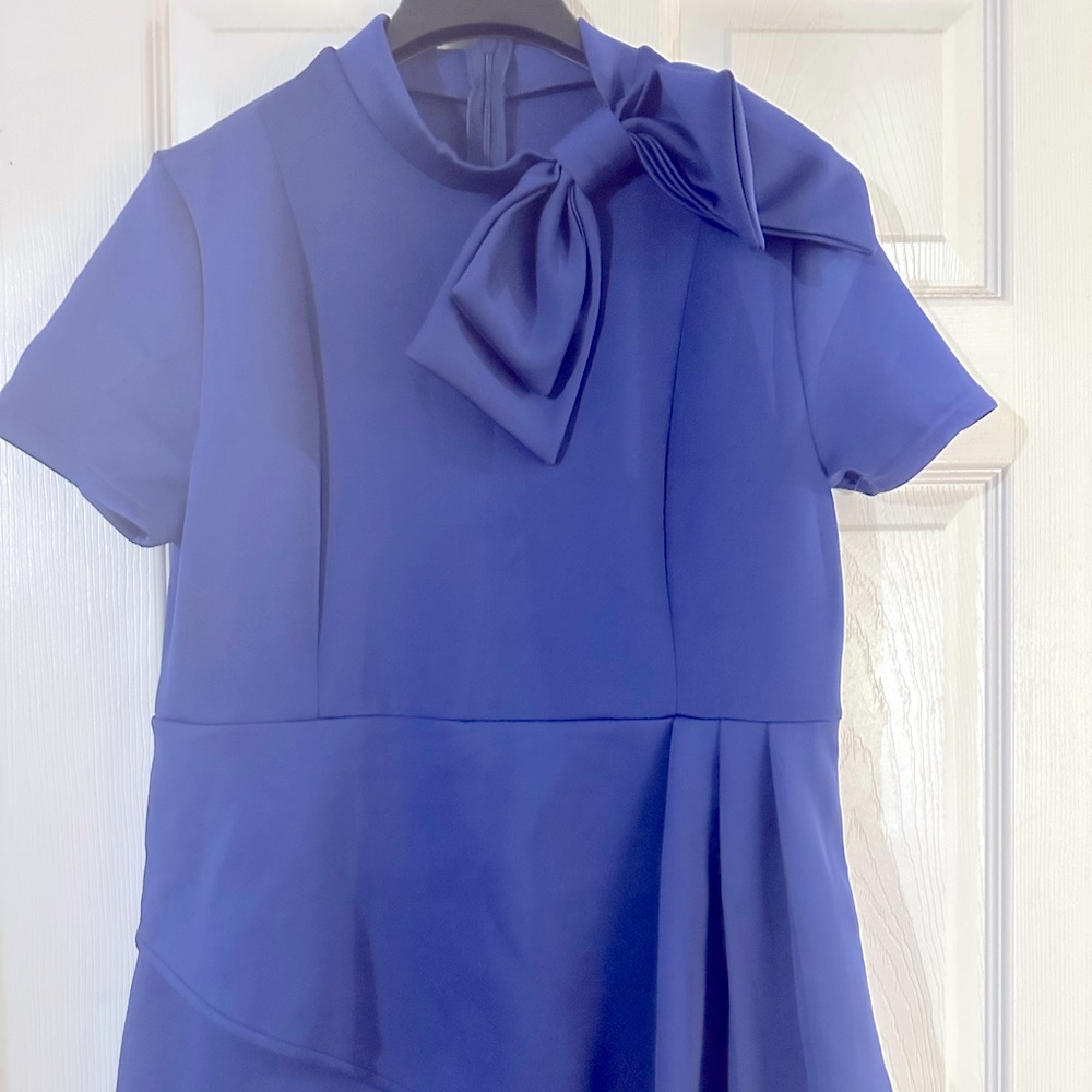 Formal blue dress for possibly church or work or even a family event.